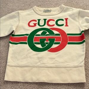 Gucci Kids Ivory Top with Red and Green Emblem